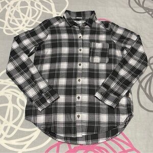 Hollister Black and White Plaid Flannel Shirt